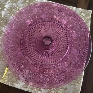 Vintage Pink Glass Decorative Plate